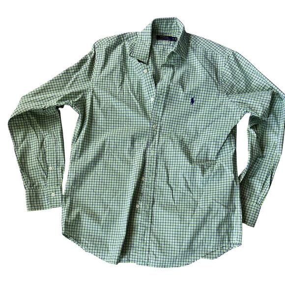 Polo Ralph Lauren Men's Medium Long Sleeve Button Down Shirt Green Blue - Picture 1 of 7